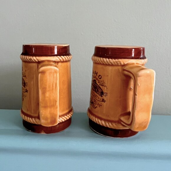 Idaho Fishing 70's Stein Style Salt & Pepper Shaker Set | Retro Kitchenware - Picture 5 of 13